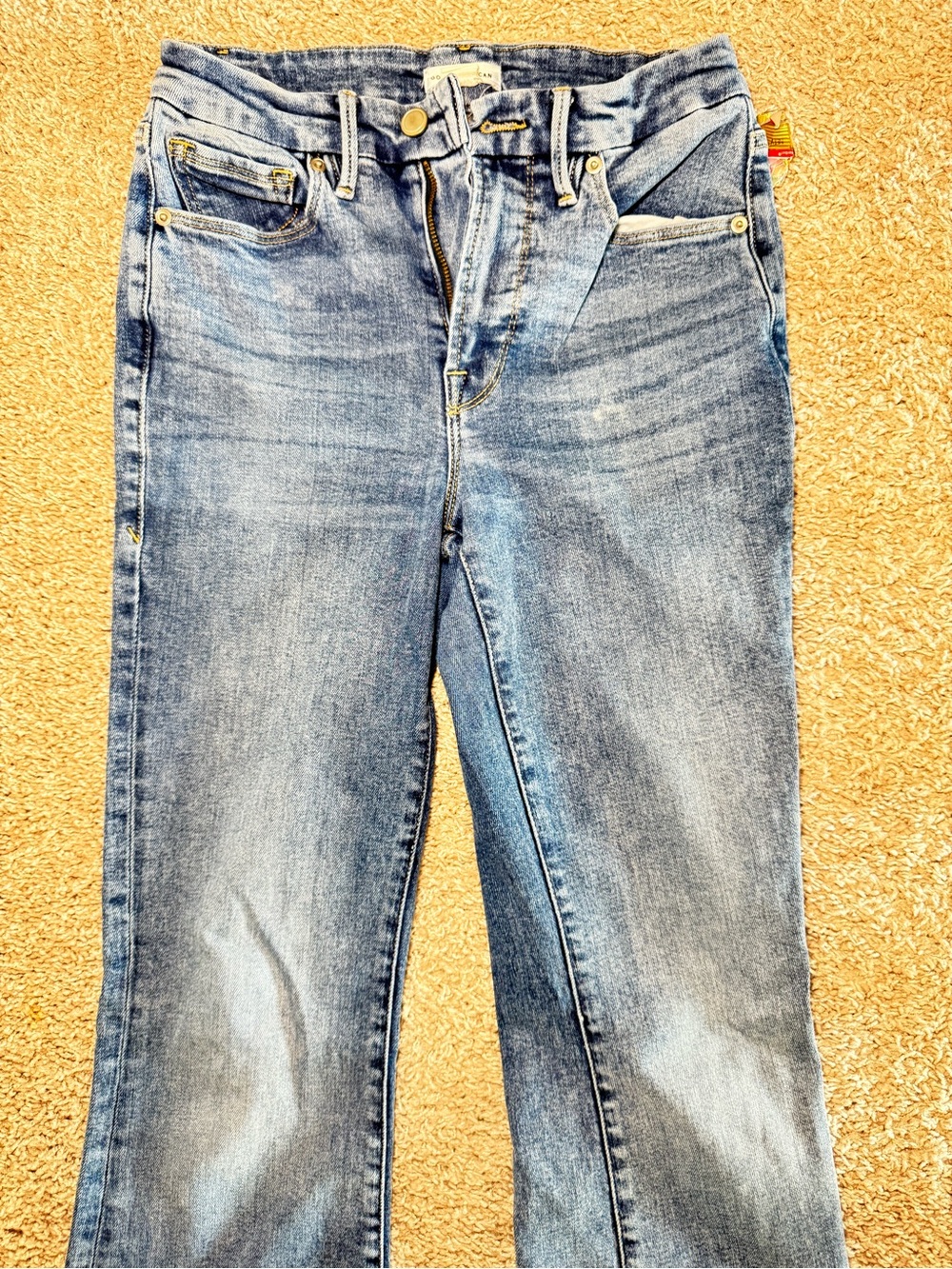 Good American Straight-Leg Light Blue Jeans